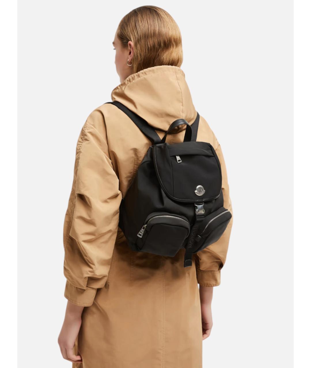 MONCLER Черный синтетический рюкзак, фото 2