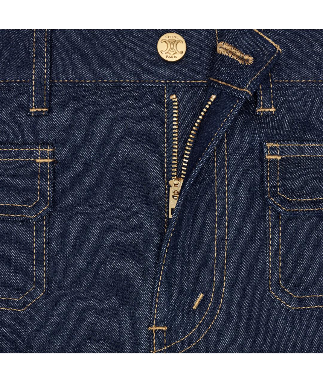 CELINE Синие хлопковые прямые джинсы, фото 4