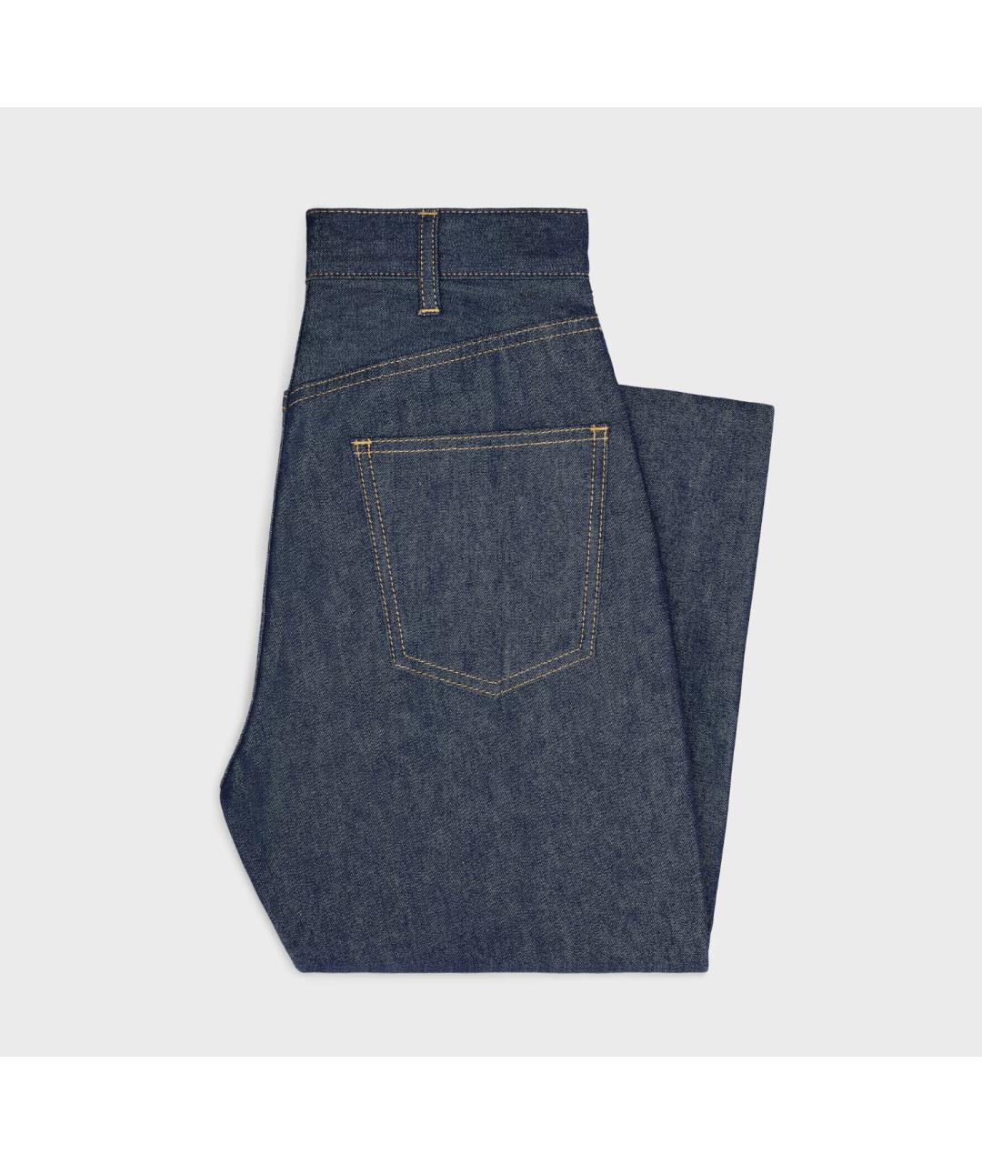 CELINE Синие хлопковые прямые джинсы, фото 2