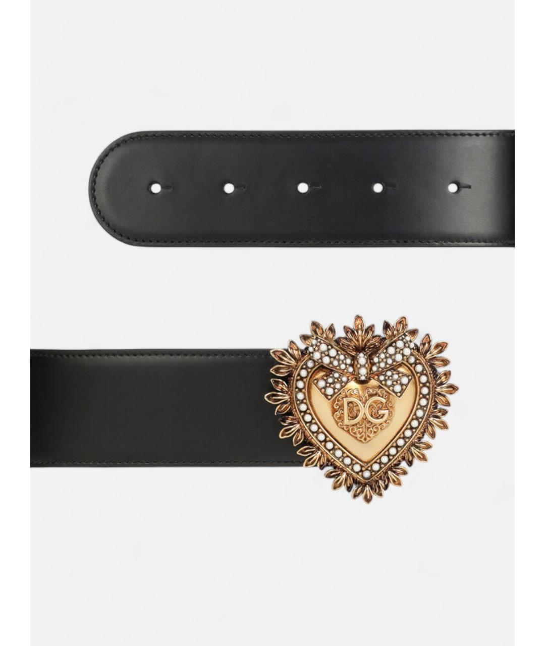 DOLCE&GABBANA Черный кожаный ремень, фото 2