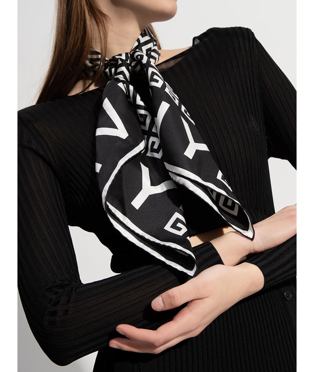 GIVENCHY Черный шелковый шарф, фото 2