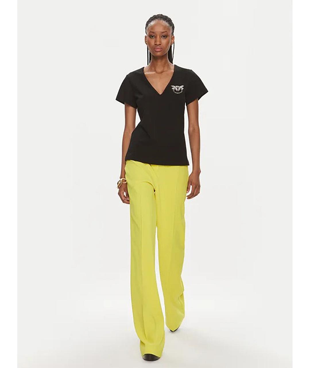 PINKO Желтые полиэстеровые прямые брюки, фото 2