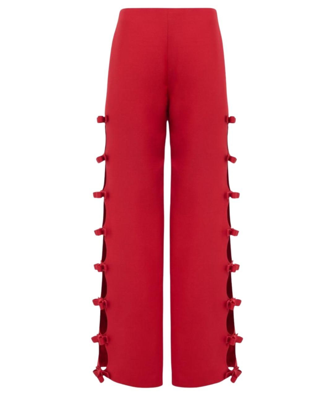 VALENTINO Красные шерстяные прямые брюки, фото 1