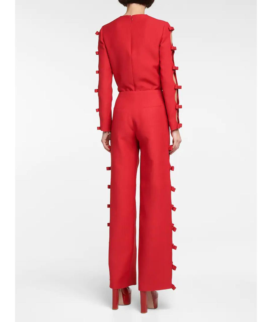 VALENTINO Красные шерстяные прямые брюки, фото 4