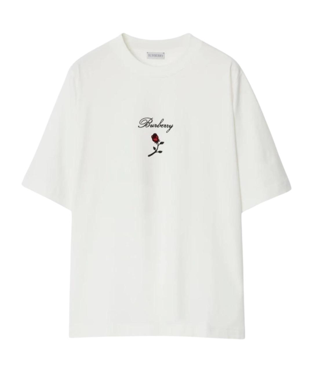 BURBERRY Белая хлопковая футболка, фото 1