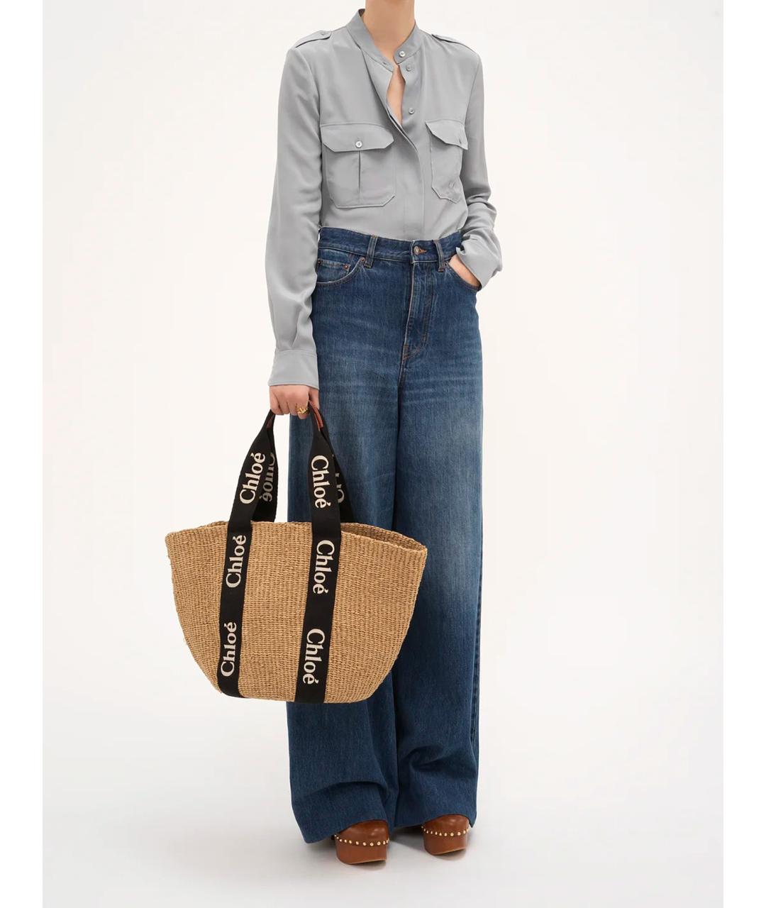 CHLOE Бежевая пелетеная сумка тоут, фото 3