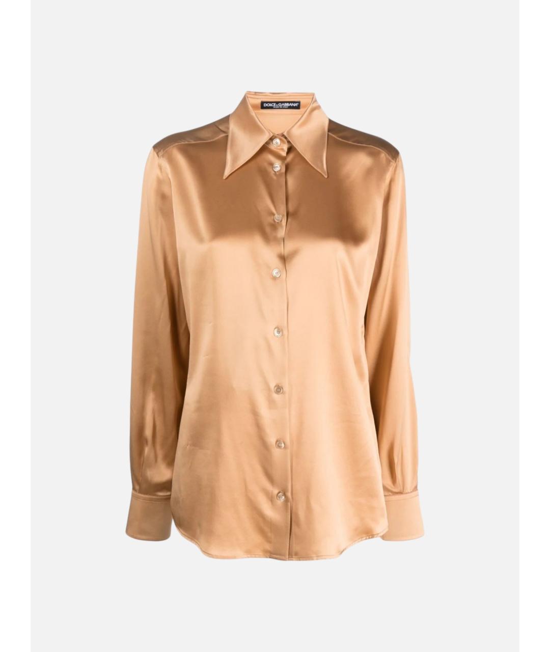 DOLCE&GABBANA Золотая шелковая рубашка, фото 5