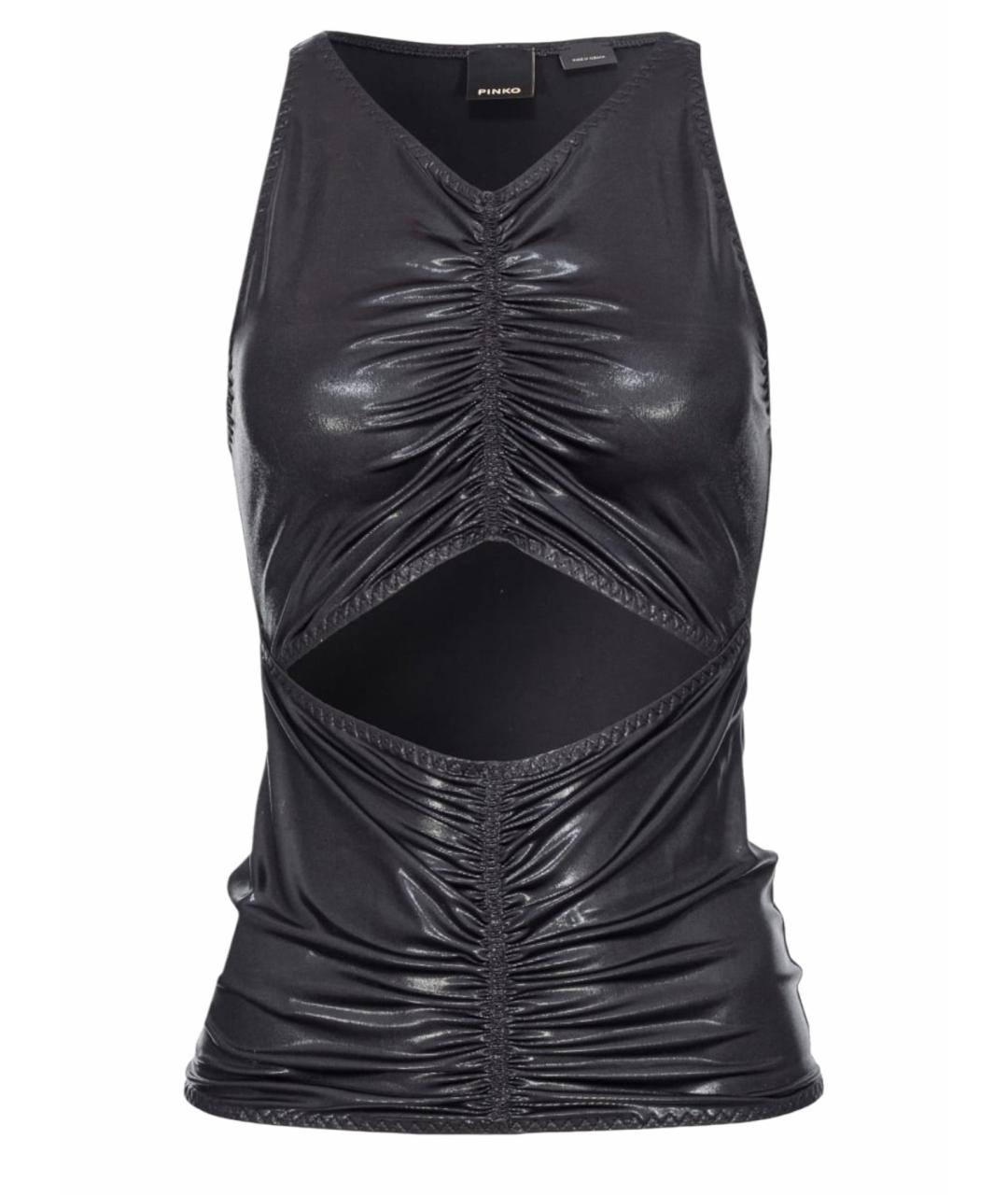 PINKO Черная полиэстеровая майка, фото 1