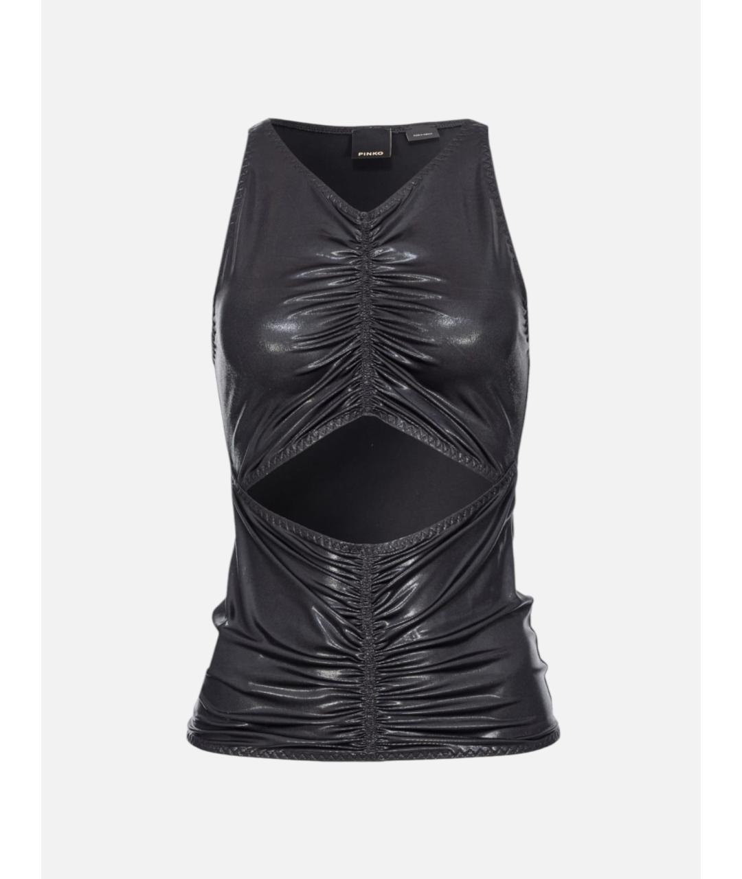 PINKO Черная полиэстеровая майка, фото 3