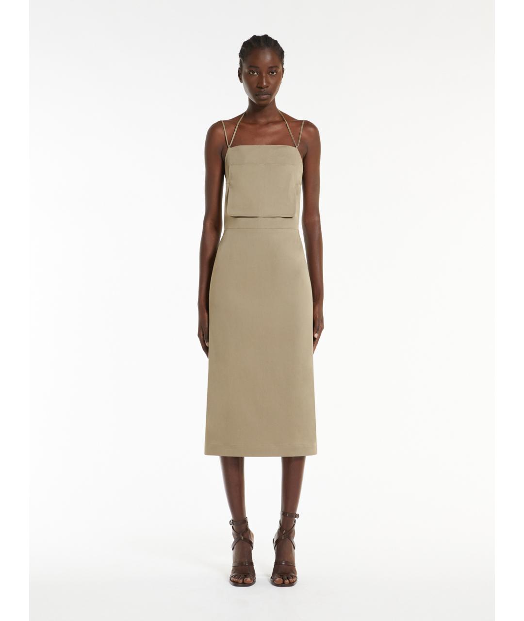 MAX MARA Зеленые хлопковое повседневное платье, фото 2