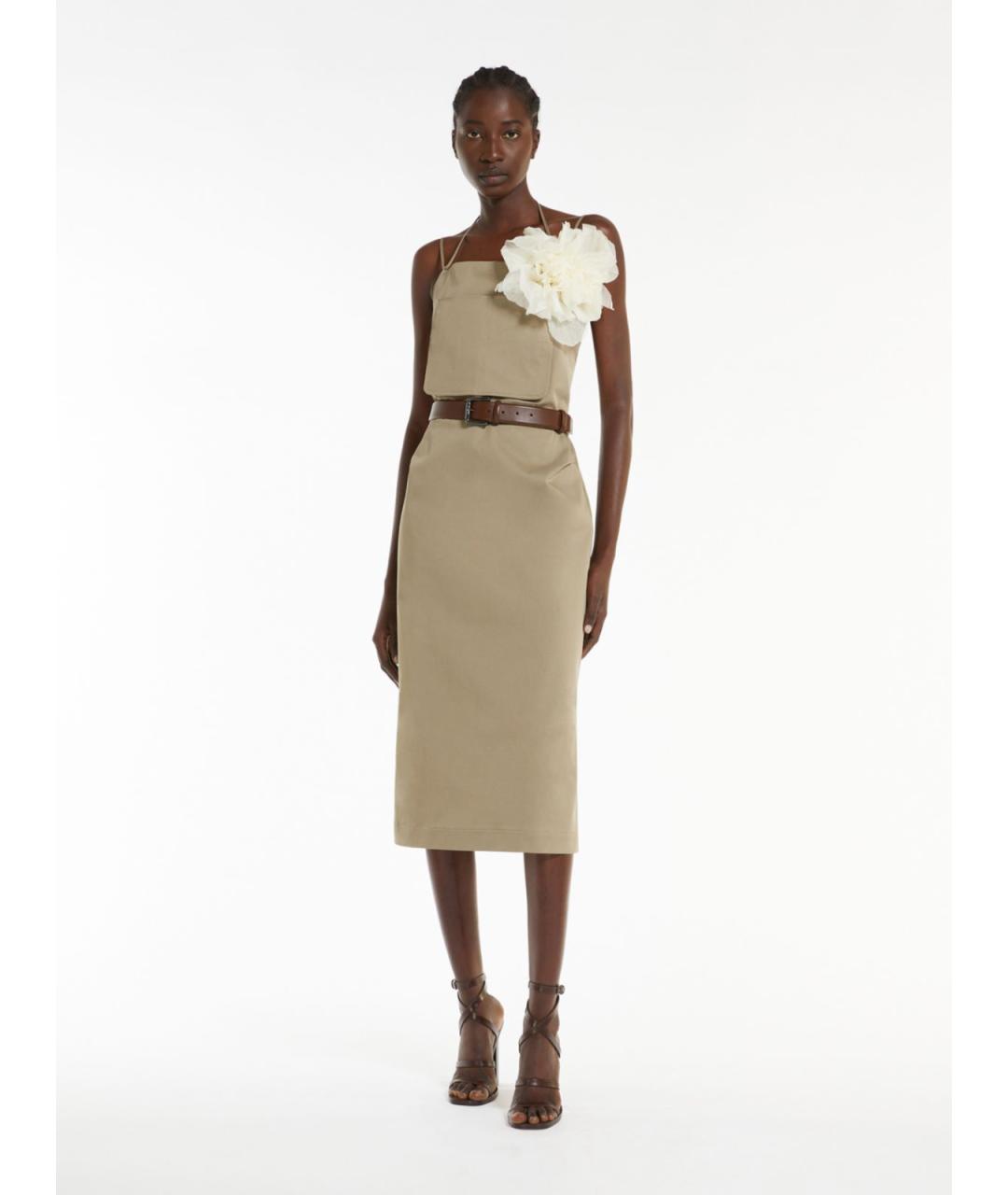 MAX MARA Зеленые хлопковое повседневное платье, фото 3