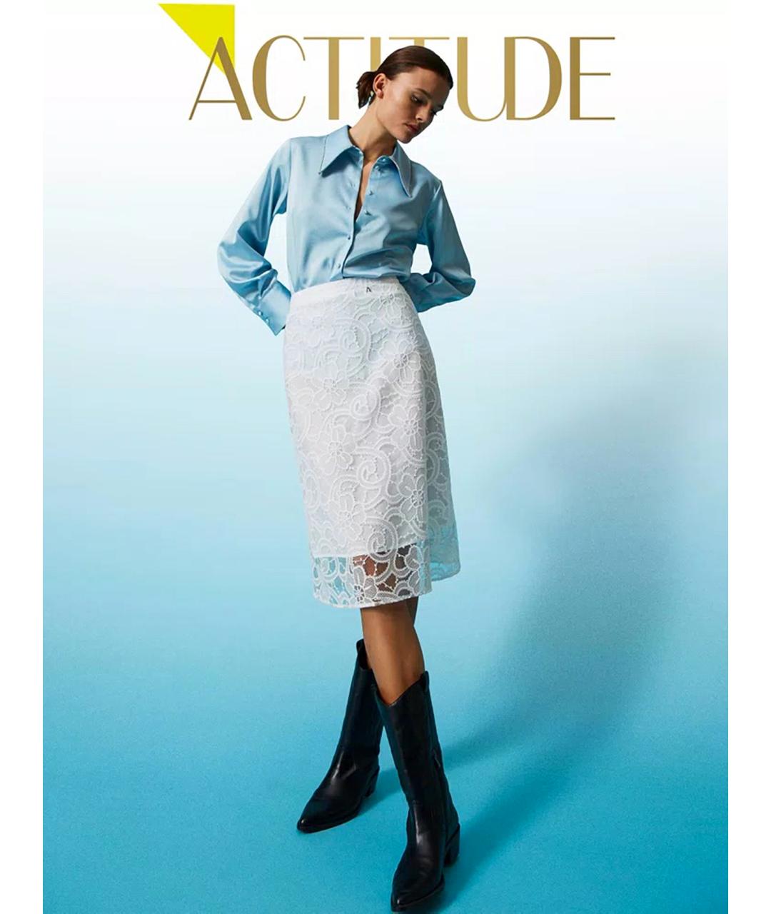 TWIN-SET Бежевая полиэстеровая юбка миди, фото 2