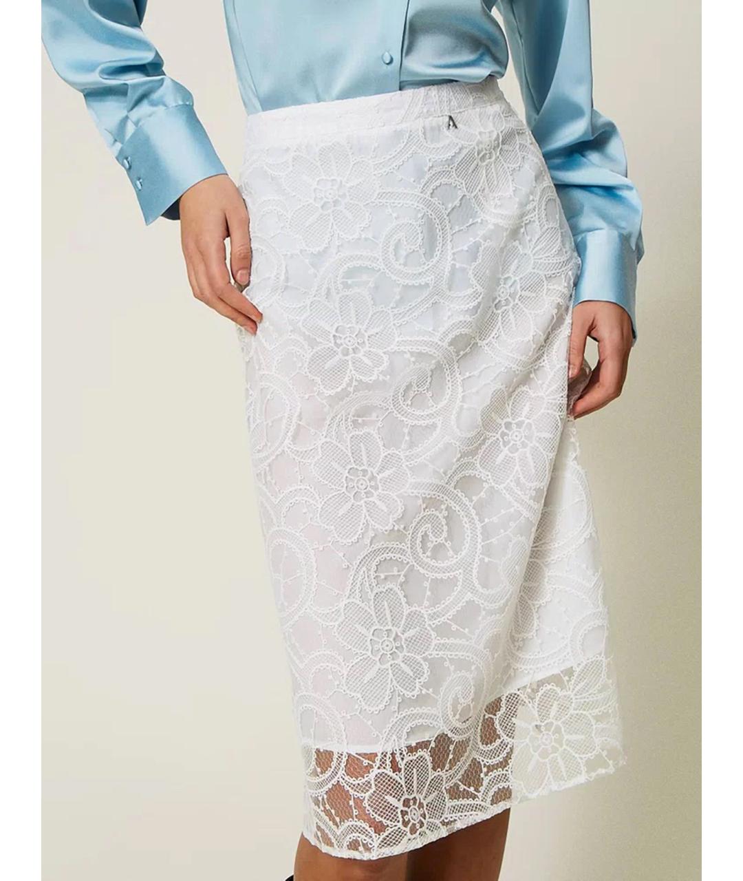 TWIN-SET Бежевая полиэстеровая юбка миди, фото 4