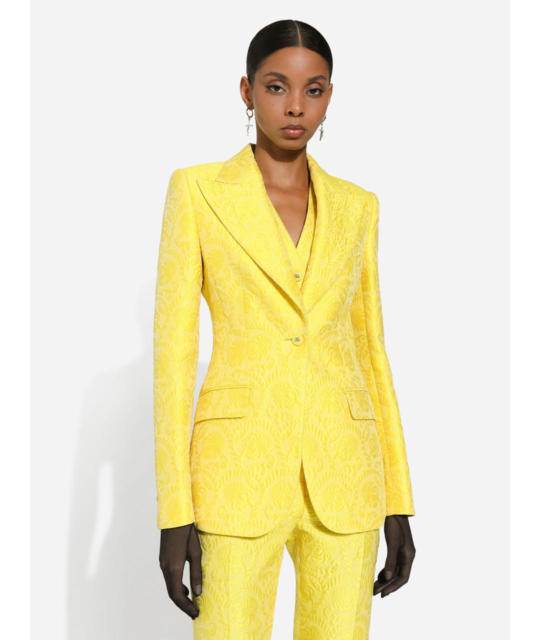 DOLCE&GABBANA Желтый хлопковый жакет/пиджак, фото 3