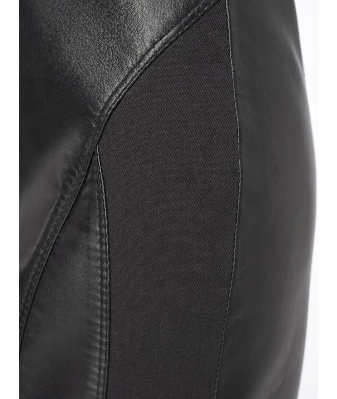 PINKO Черная кожаная юбка мини, фото 3