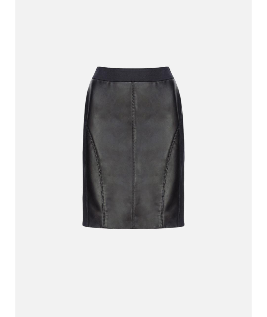 PINKO Черная кожаная юбка мини, фото 1