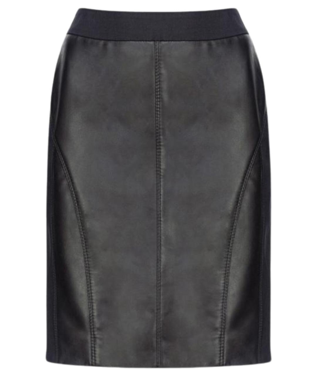 PINKO Черная кожаная юбка мини, фото 1