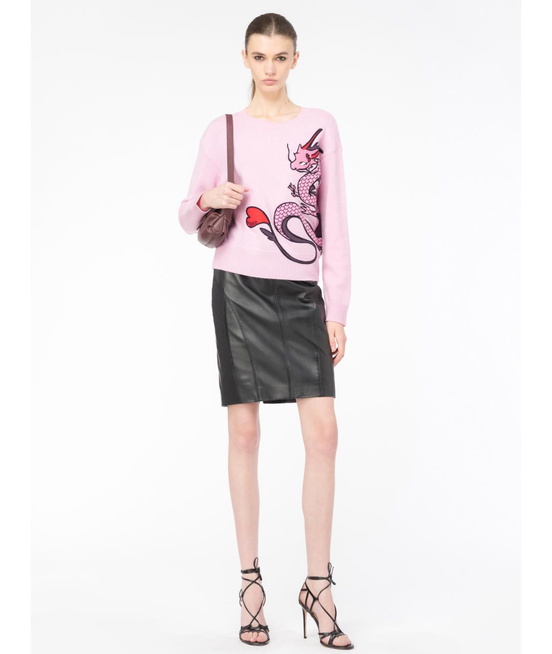 PINKO Черная кожаная юбка мини, фото 2