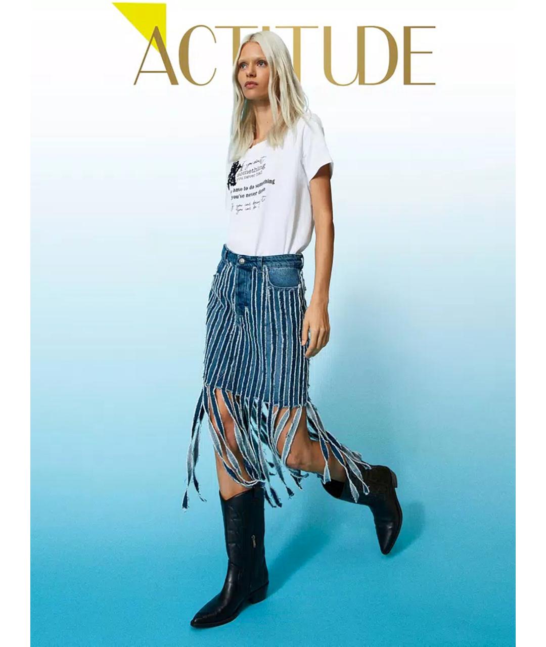 TWIN-SET Синяя деним юбка мини, фото 2