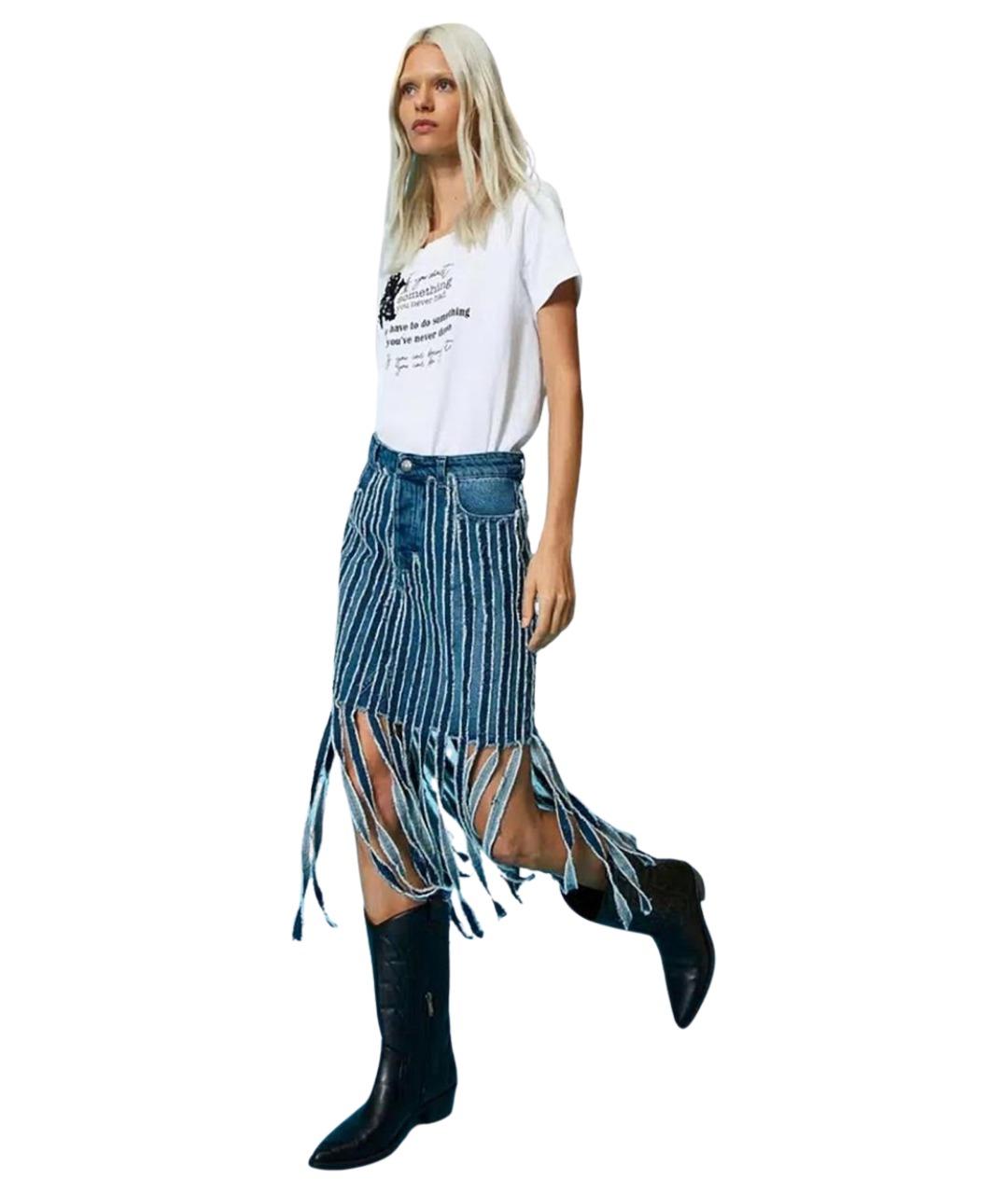 TWIN-SET Синяя деним юбка мини, фото 2