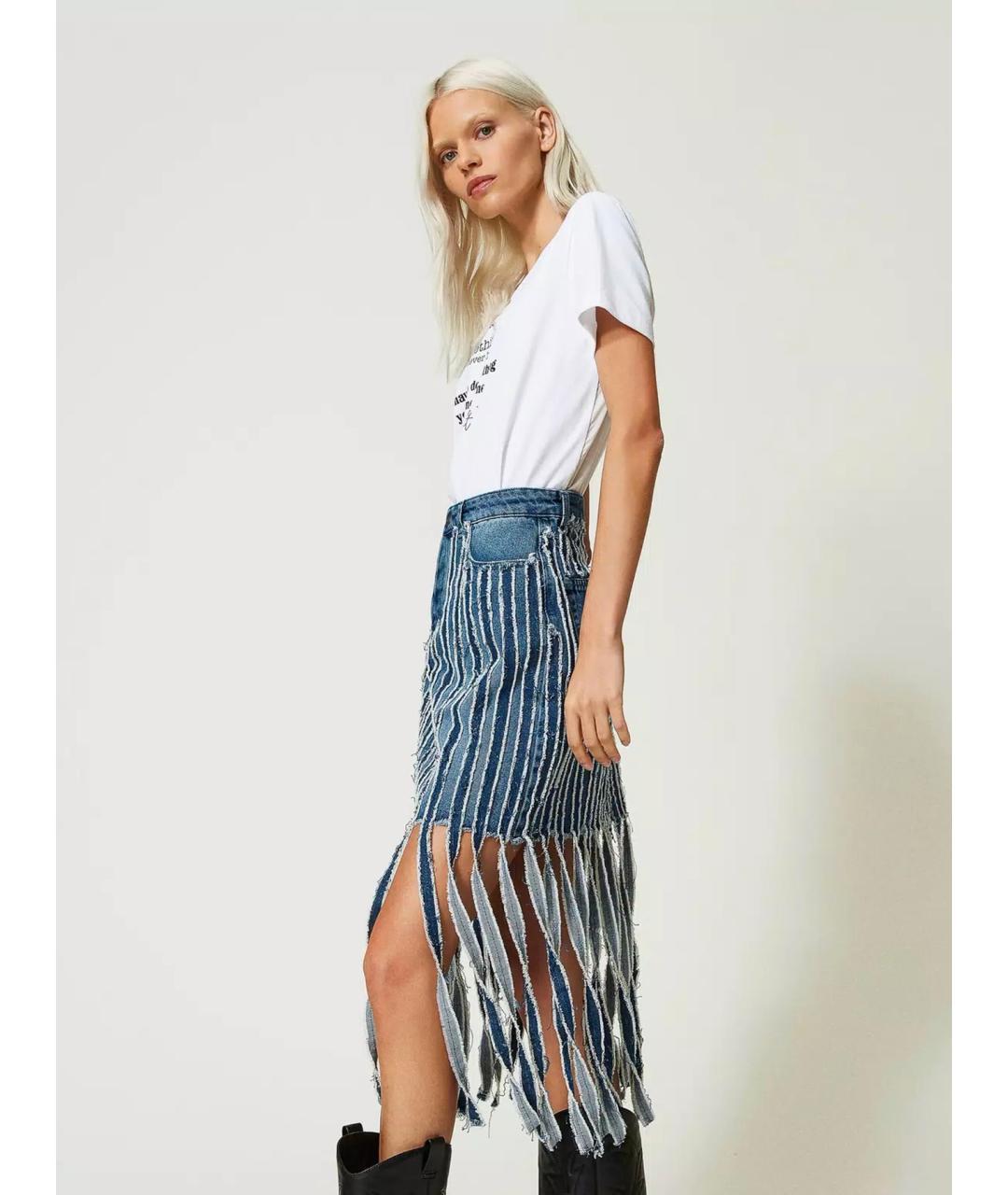 TWIN-SET Синяя деним юбка мини, фото 4