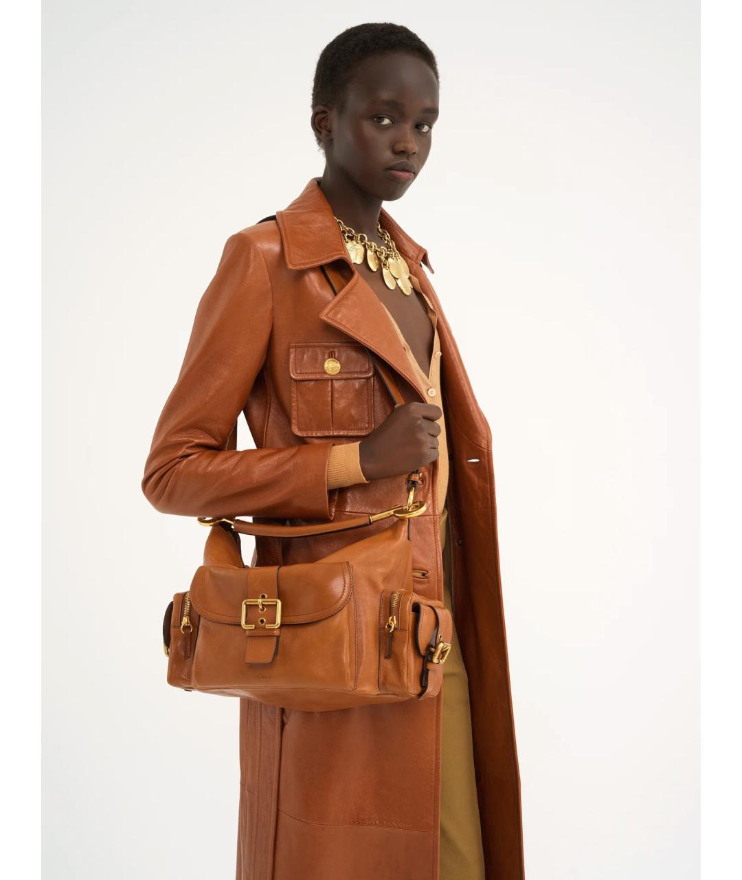 CHLOE Коричневая кожаная сумка через плечо, фото 4