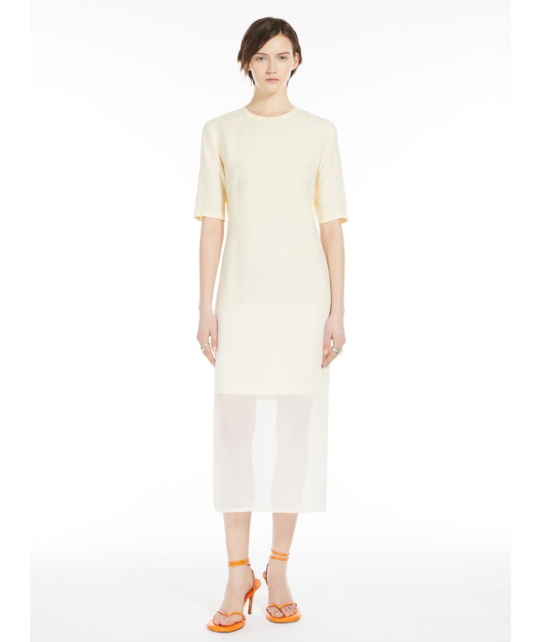 SPORTMAX Бежевое вискозное повседневное платье, фото 2