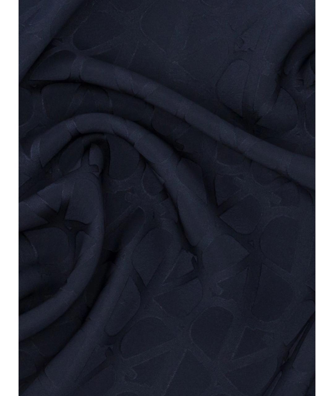 VALENTINO Темно-синий шелковый шарф, фото 2