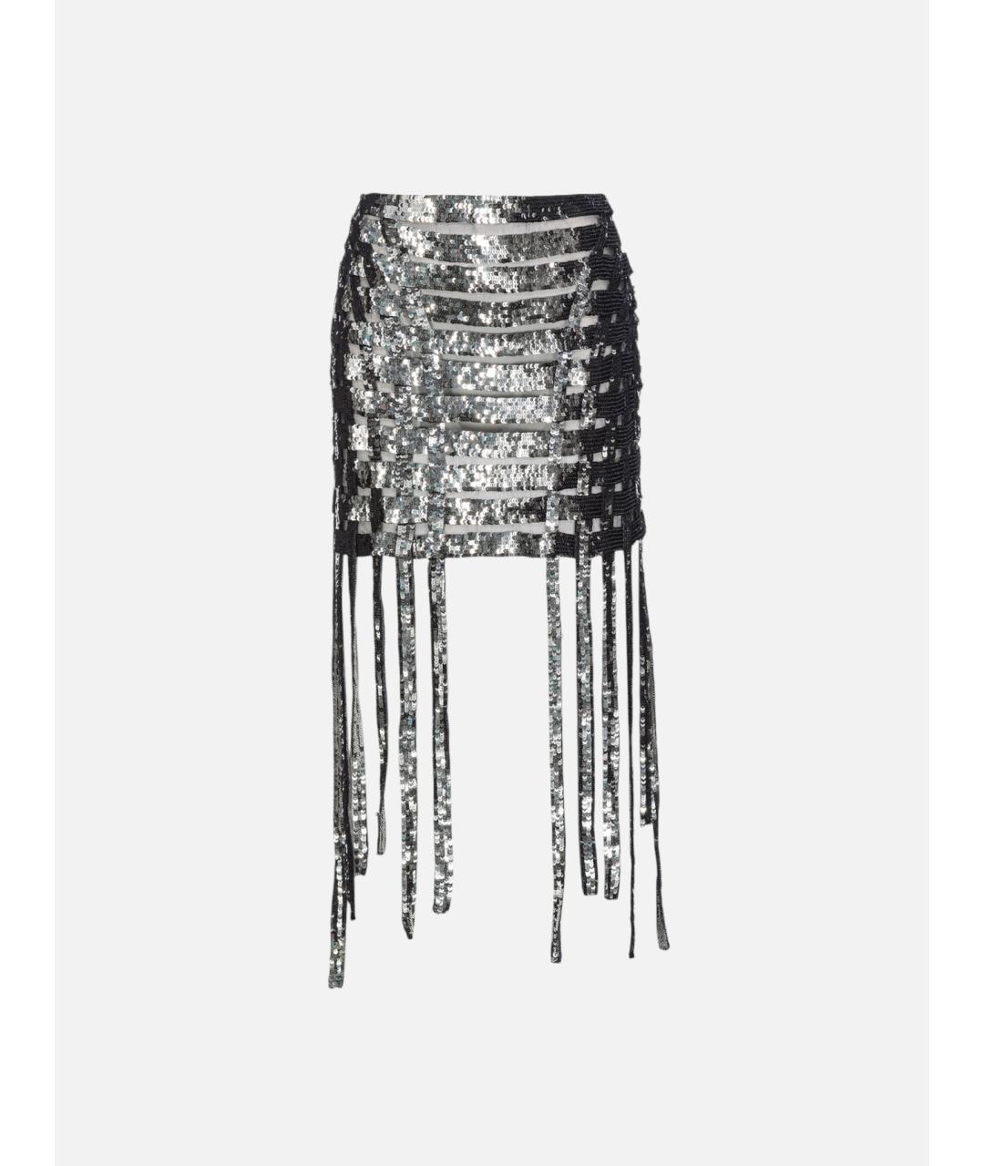 PINKO Серебряная полиамидовая юбка мини, фото 1