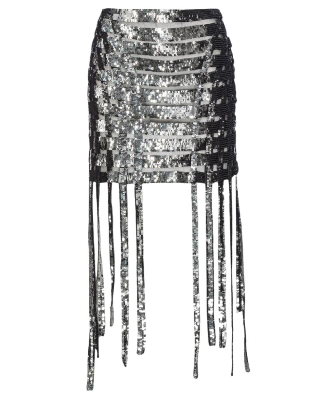 PINKO Серебряная полиамидовая юбка мини, фото 1