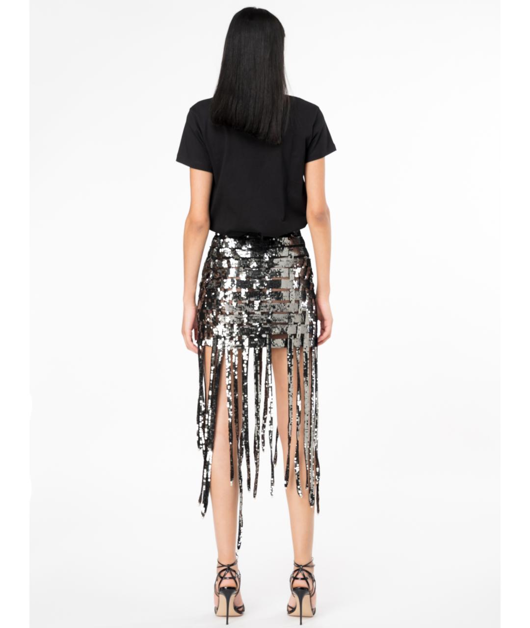 PINKO Серебряная полиамидовая юбка мини, фото 3