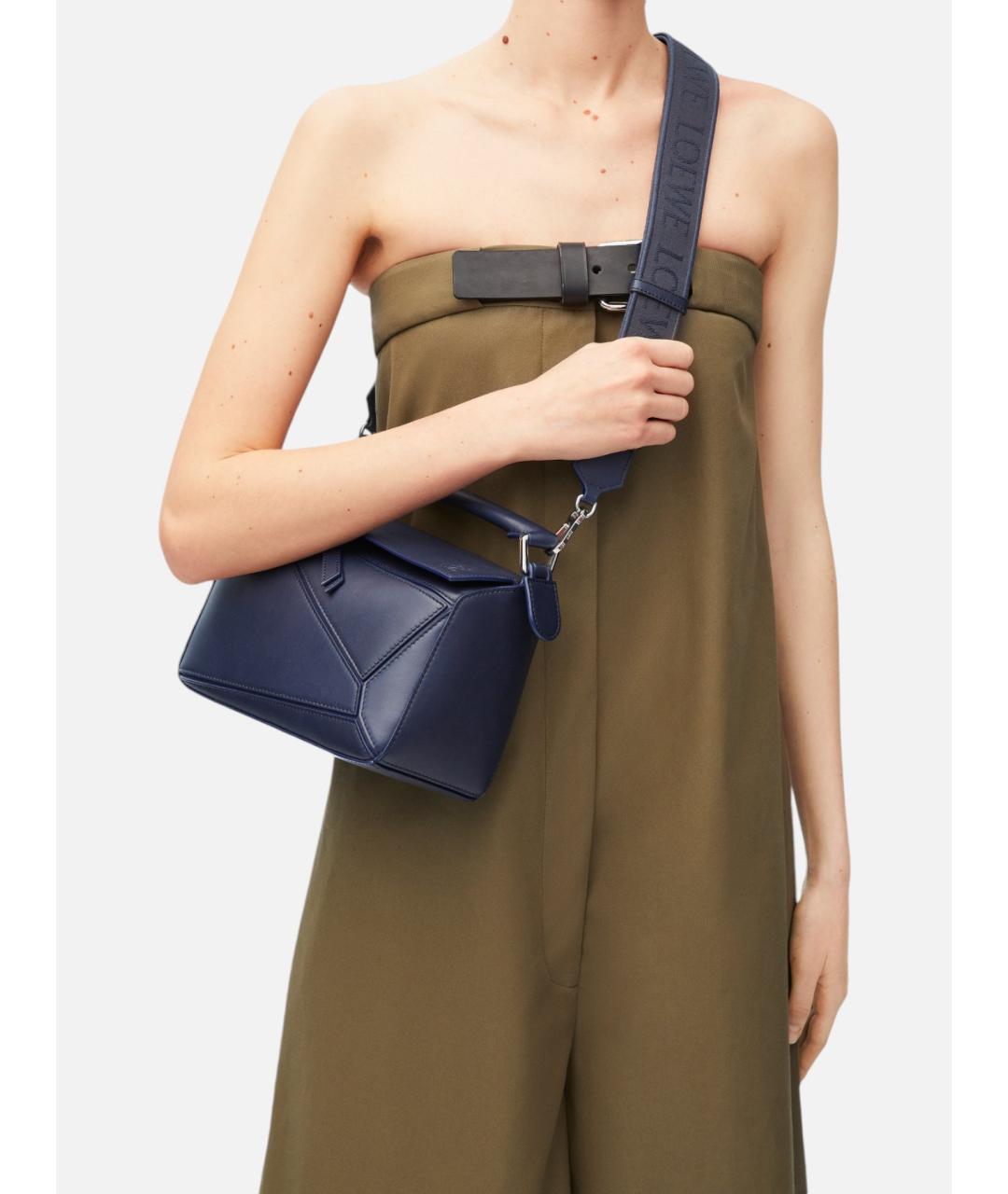 LOEWE Темно-синяя кожаная сумка через плечо, фото 2