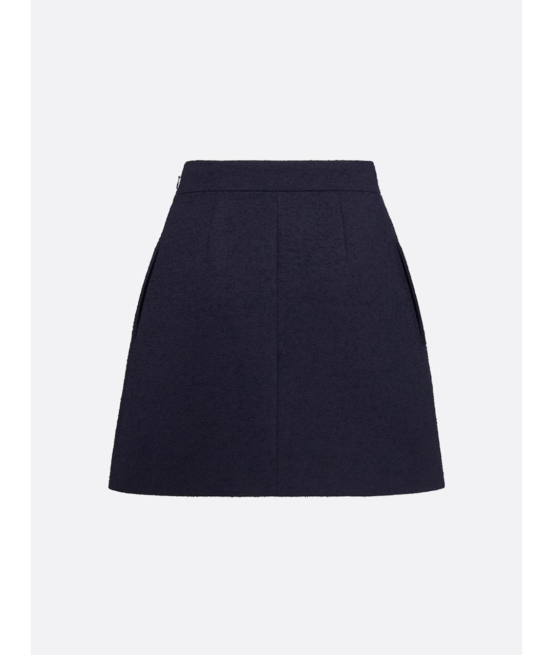 CHRISTIAN DIOR Синяя шерстяная юбка мини, фото 2