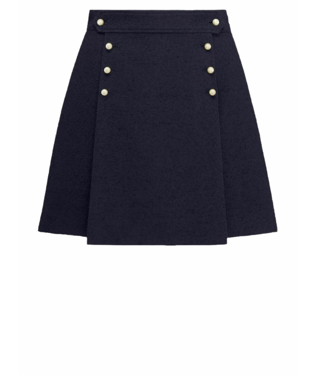 CHRISTIAN DIOR Синяя шерстяная юбка мини, фото 1