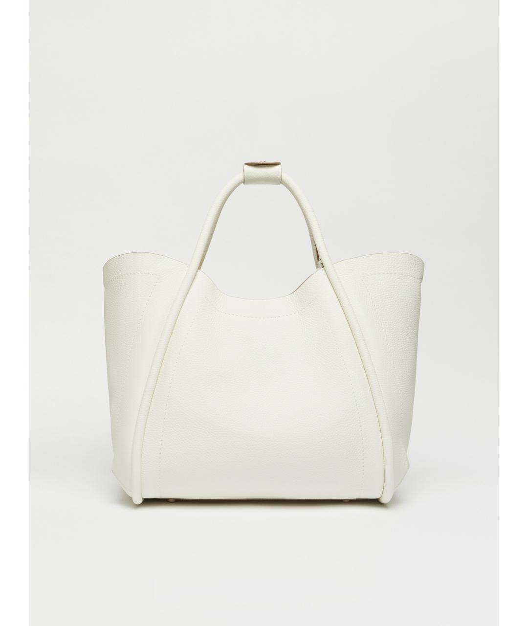 MAX MARA Белая кожаная сумка тоут, фото 3