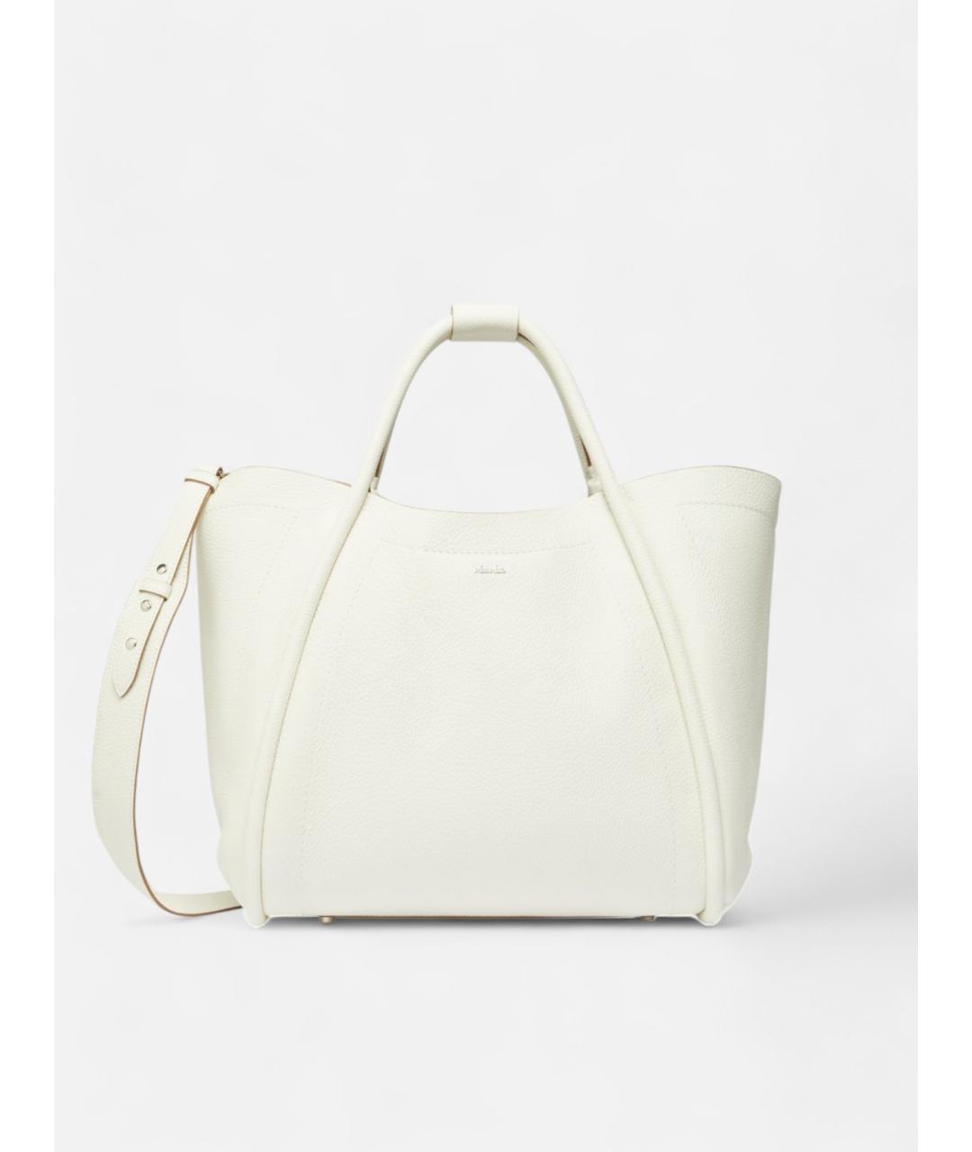 MAX MARA Белая кожаная сумка тоут, фото 5