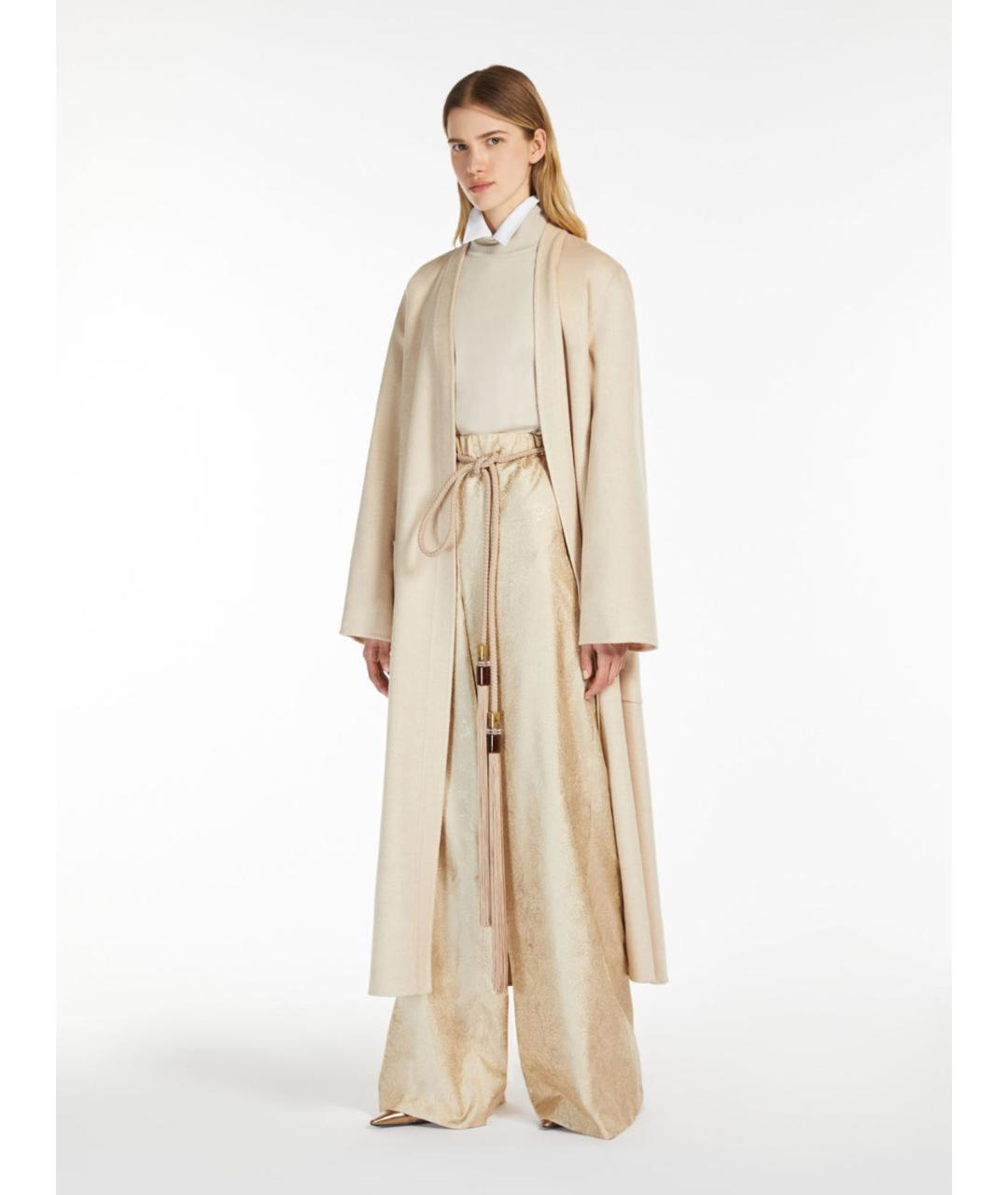 MAX MARA Бежевые шелковые брюки широкие, фото 2