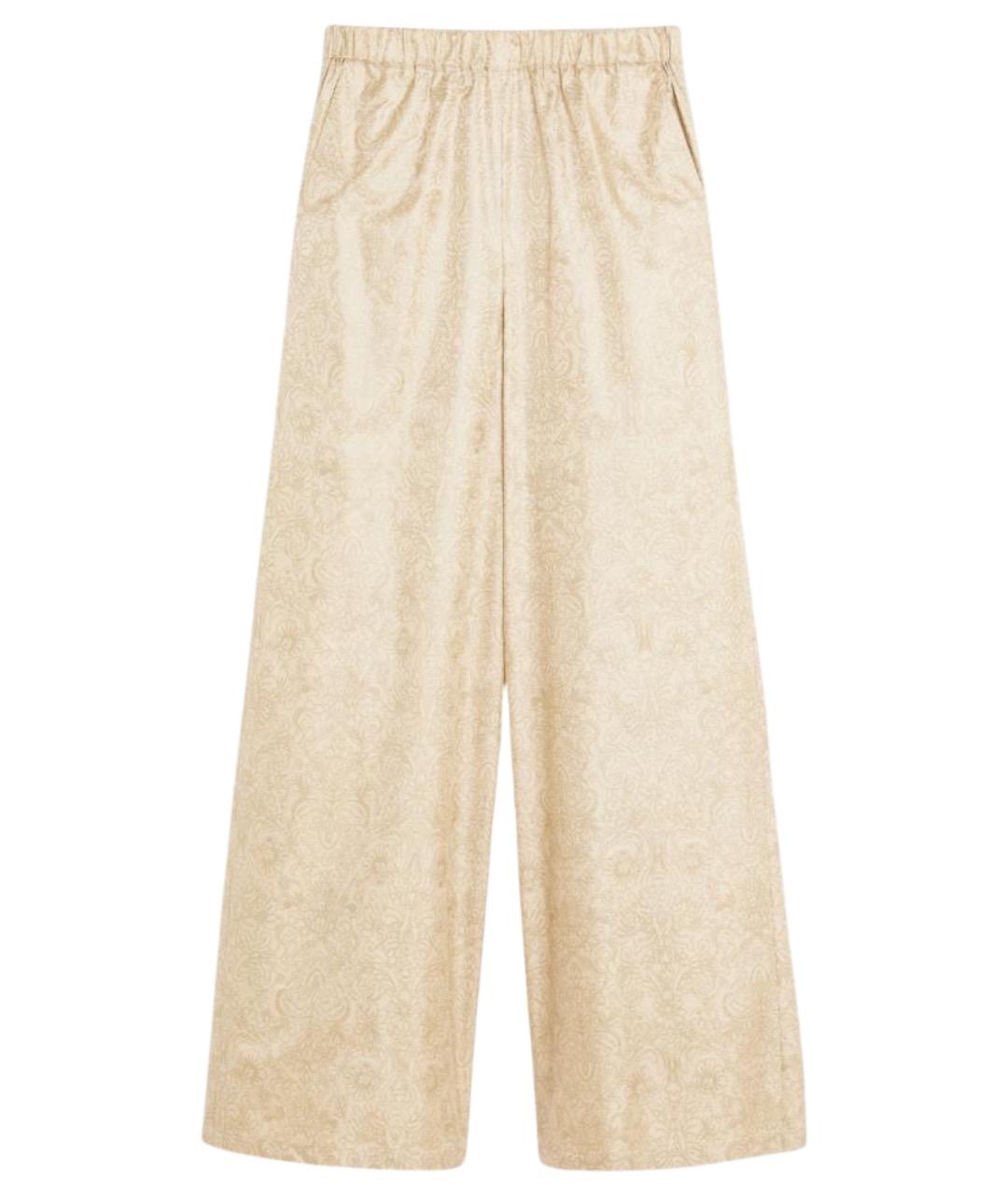 MAX MARA Бежевые шелковые брюки широкие, фото 1