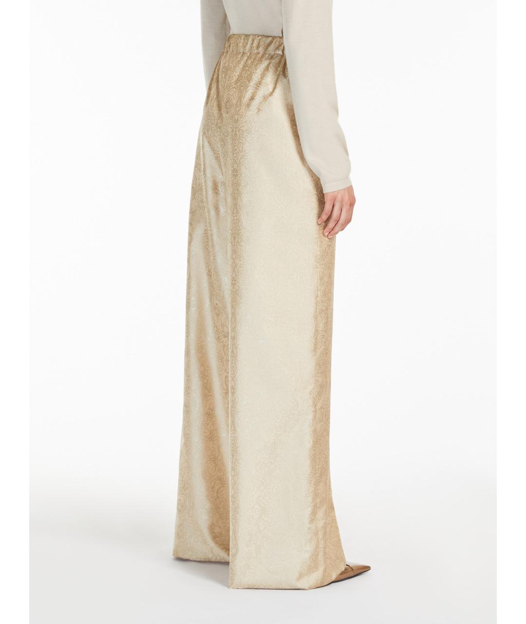 MAX MARA Бежевые шелковые брюки широкие, фото 4