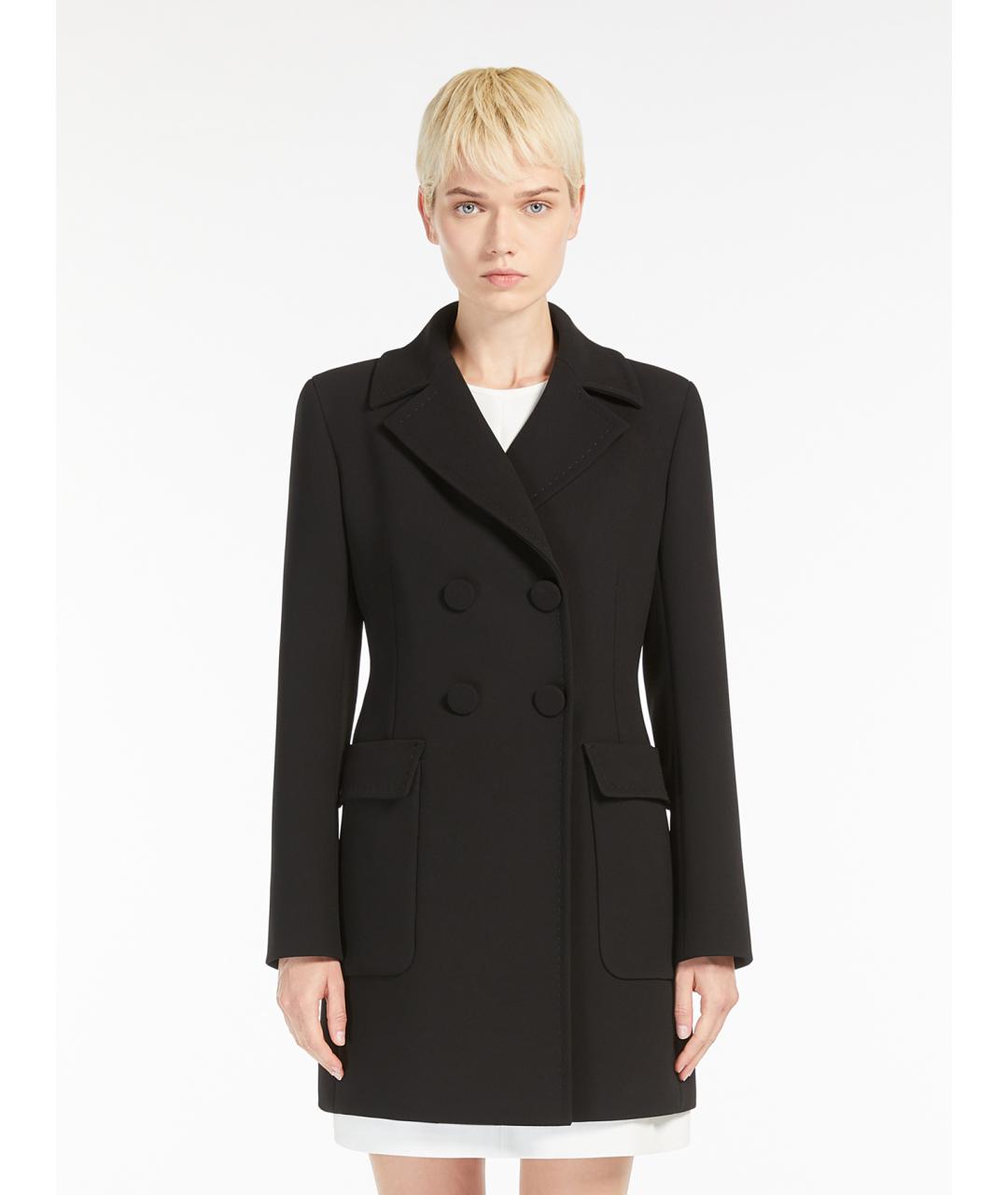 MAX MARA STUDIO Черное креповое пальто, фото 3