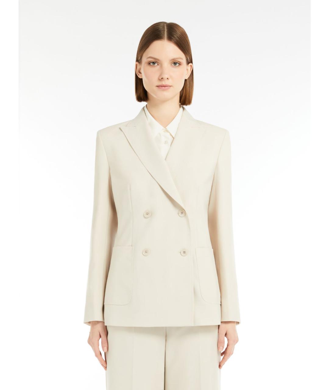 WEEKEND MAX MARA Белый шерстяной жакет/пиджак, фото 2