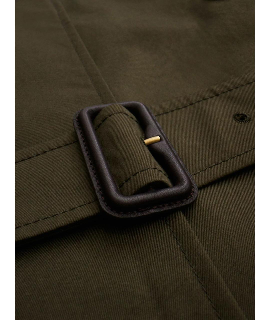 BURBERRY Зеленый хлопковый тренч/плащ, фото 7