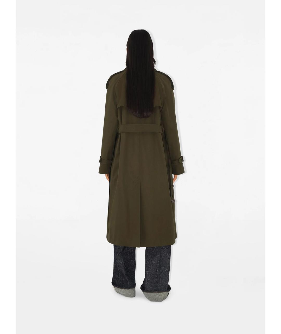 BURBERRY Зеленый хлопковый тренч/плащ, фото 4