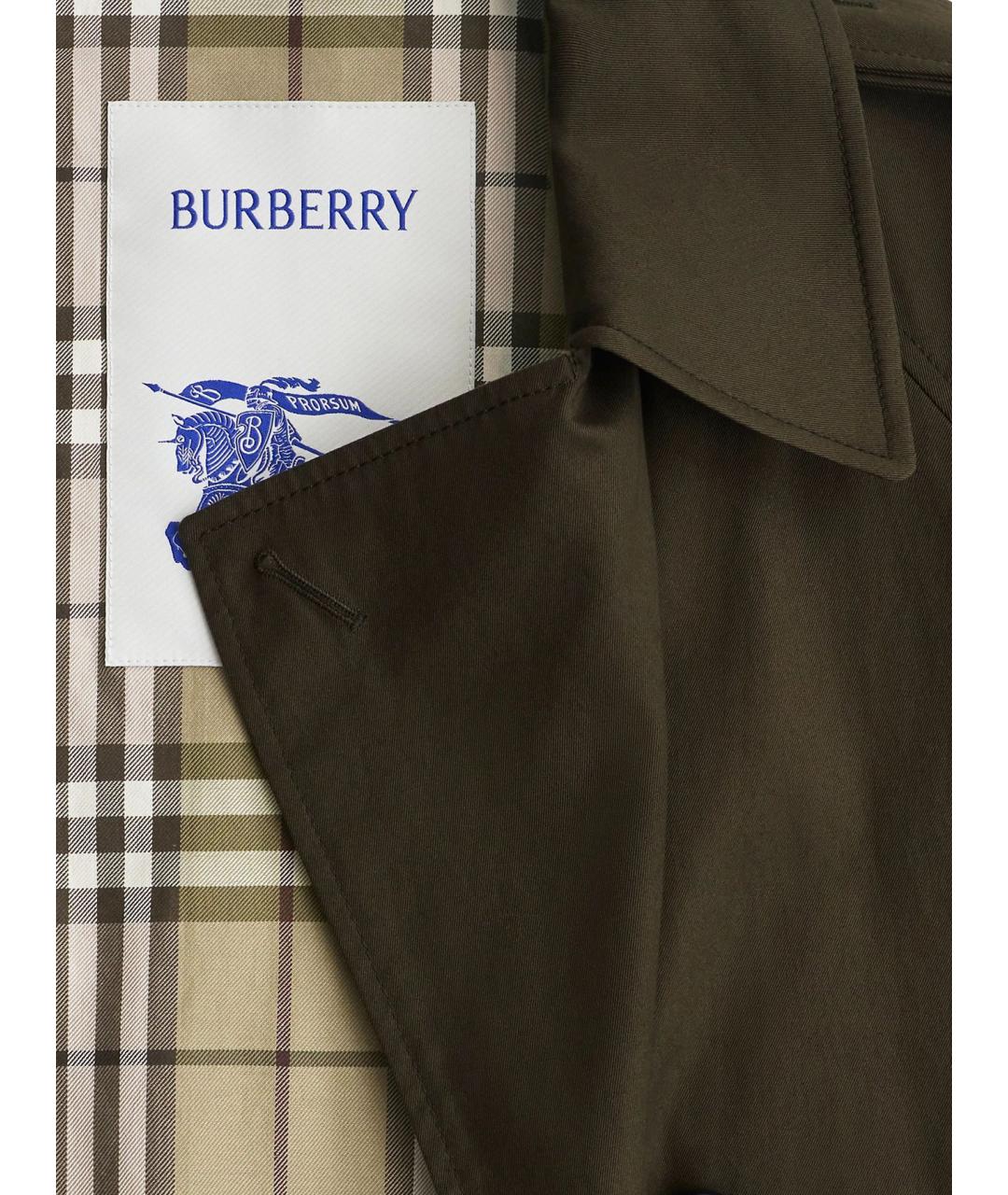 BURBERRY Зеленый хлопковый тренч/плащ, фото 6