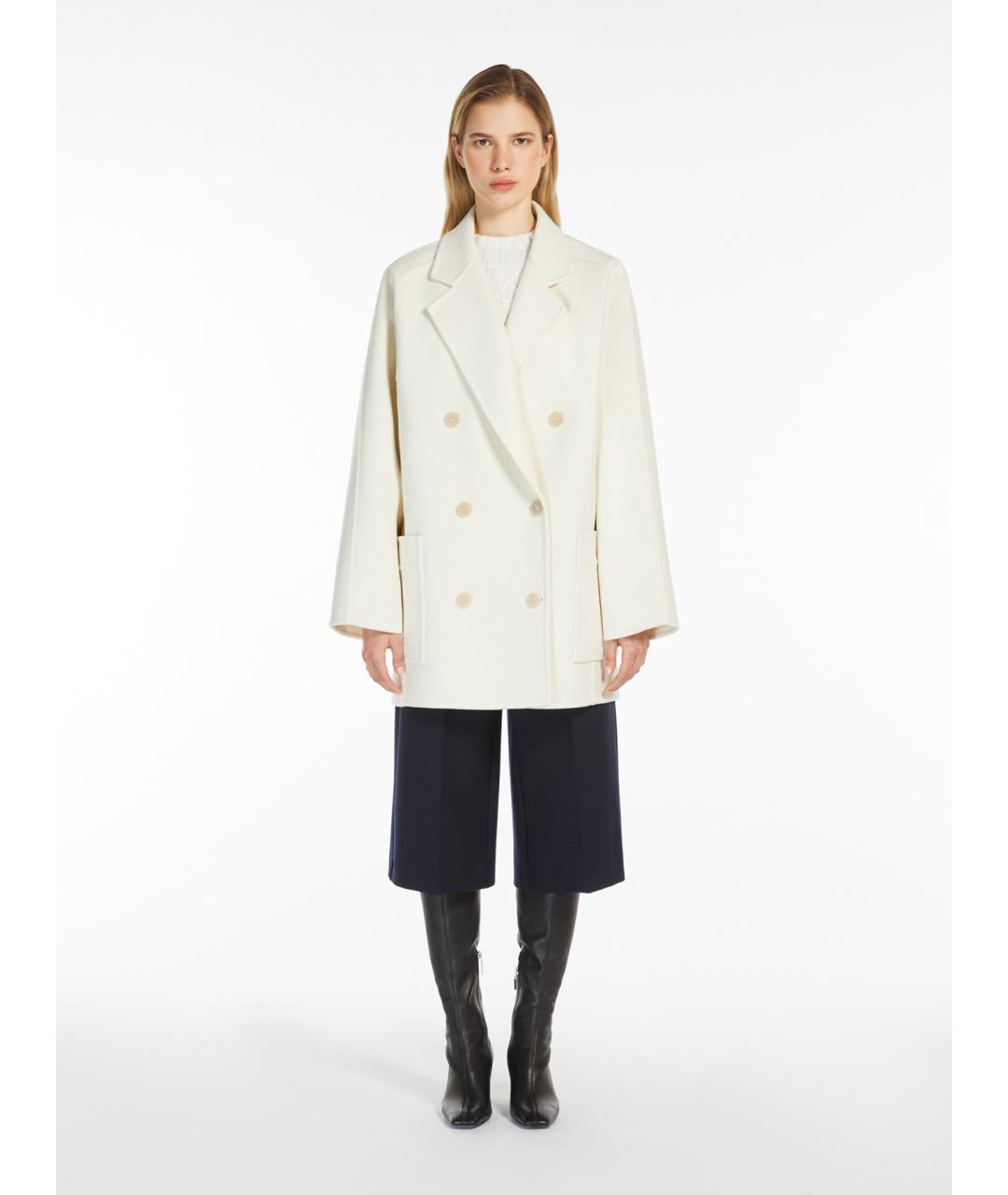 MAX MARA Белое шерстяное пальто, фото 2