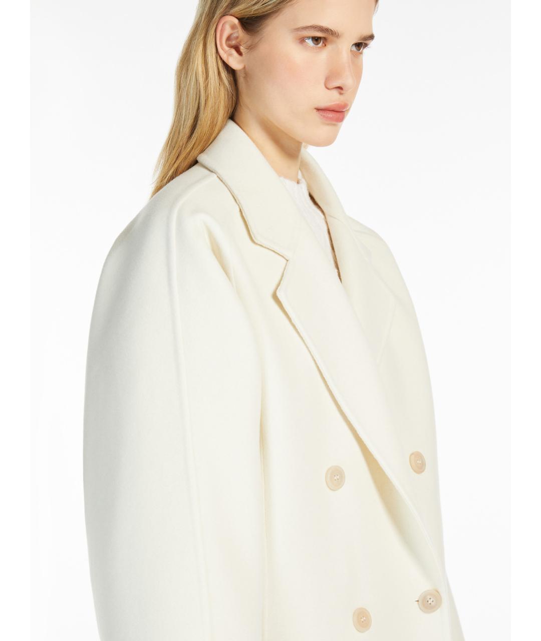 MAX MARA Белое шерстяное пальто, фото 5