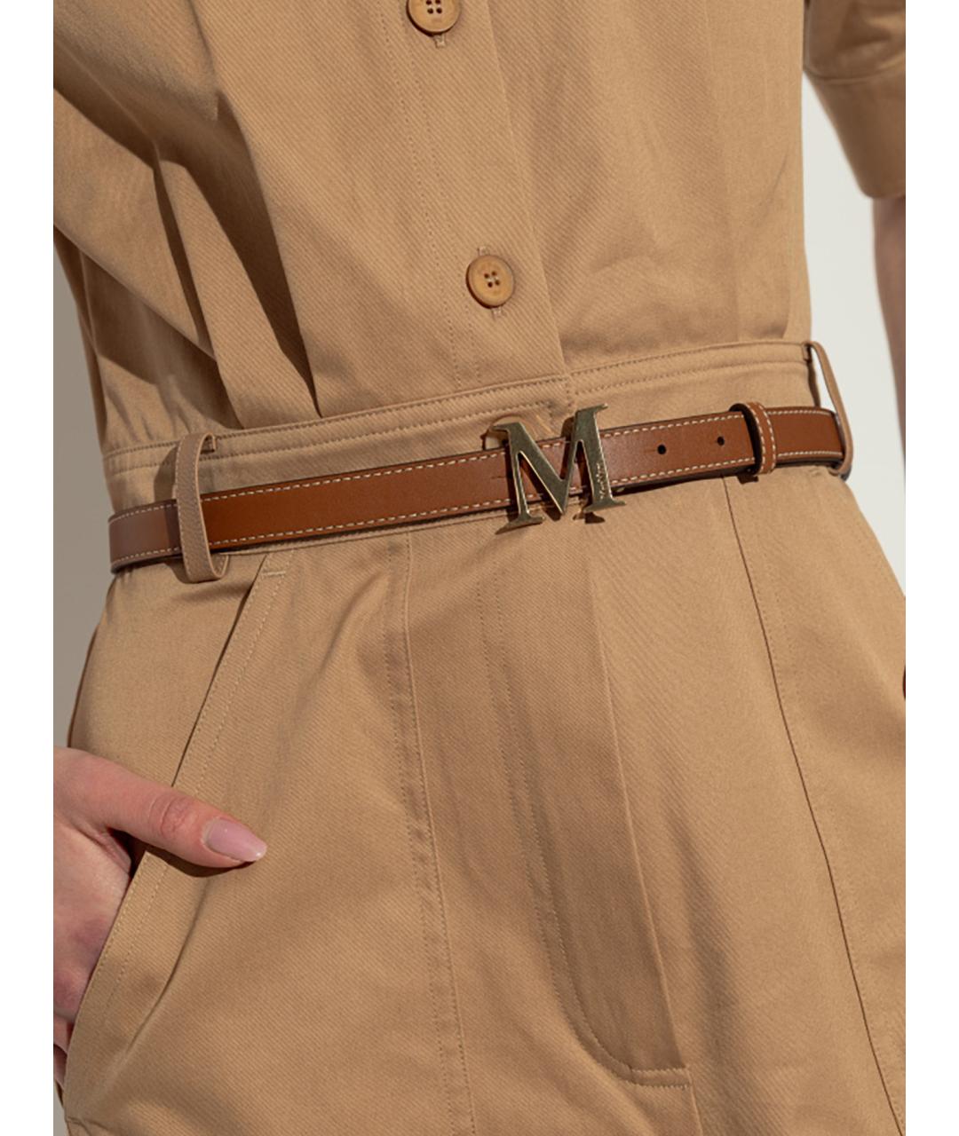 MAX MARA Коричневый кожаный ремень, фото 2