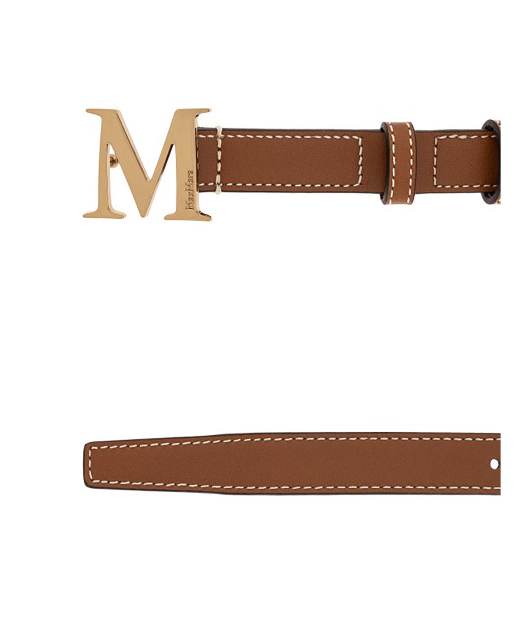 MAX MARA Коричневый кожаный ремень, фото 3