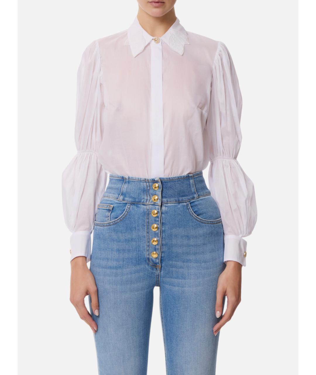 ELISABETTA FRANCHI Синяя хлопковая рубашка, фото 4