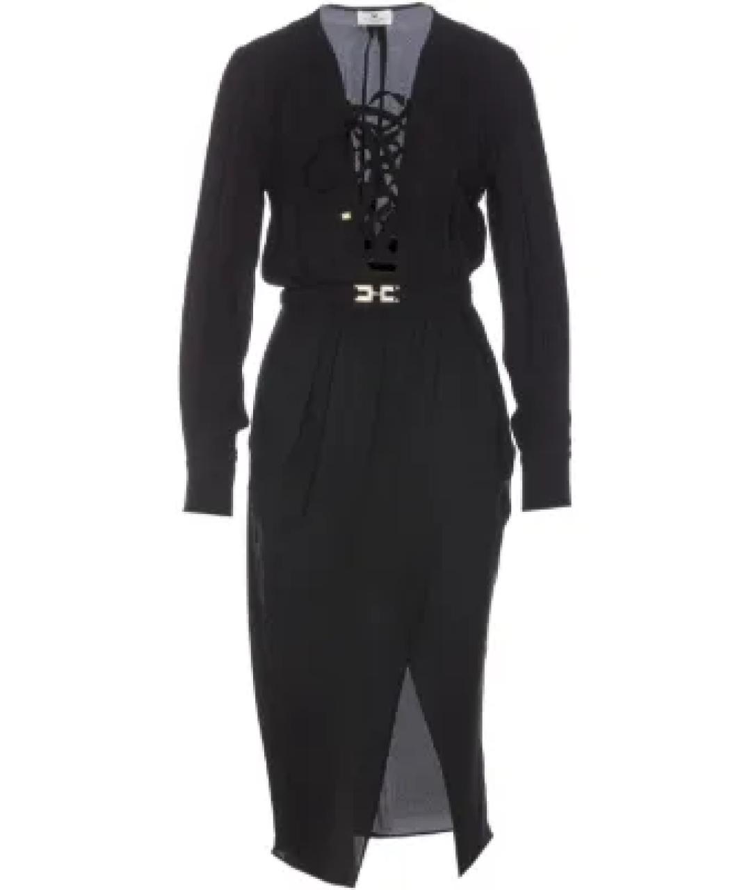 ELISABETTA FRANCHI Темно-синее вискозное коктейльное платье, фото 1